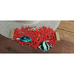 Bracelet manchette corail