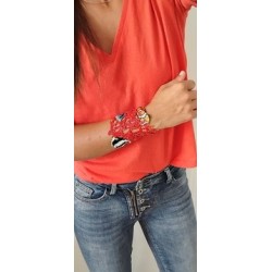 Bracelet manchette corail