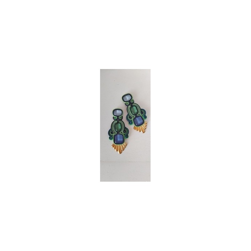 Boucles d'oreilles " vert et bleu"