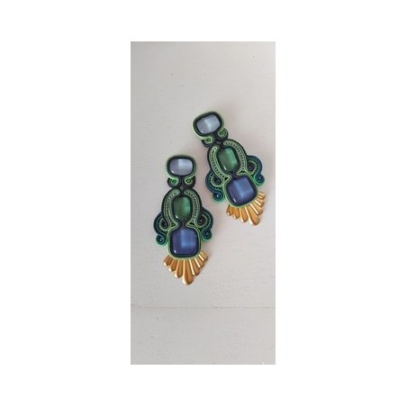 Boucles d'oreilles " vert et bleu"